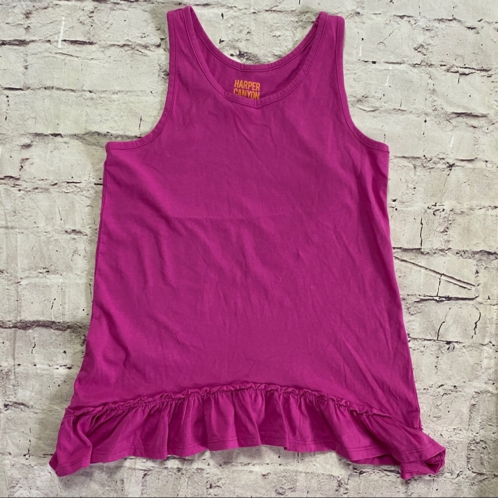 Harper Canyon Racerback Long Tee shirt with bottom Ruffle NWT Size 8/10 Medium